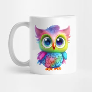 Cute rainbow owl. Sticker Clipart. Mug